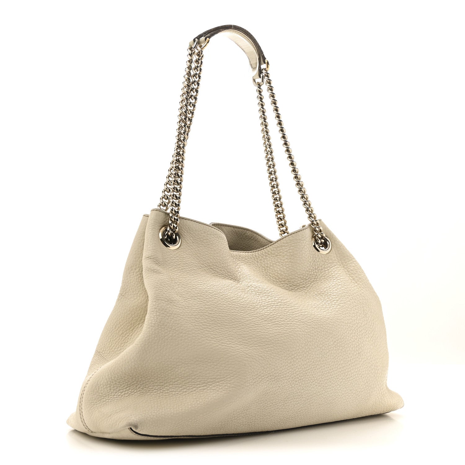 Gucci Pebbled Calfskin Medium Soho Chain Shoulder Bag Off White 3 of 17