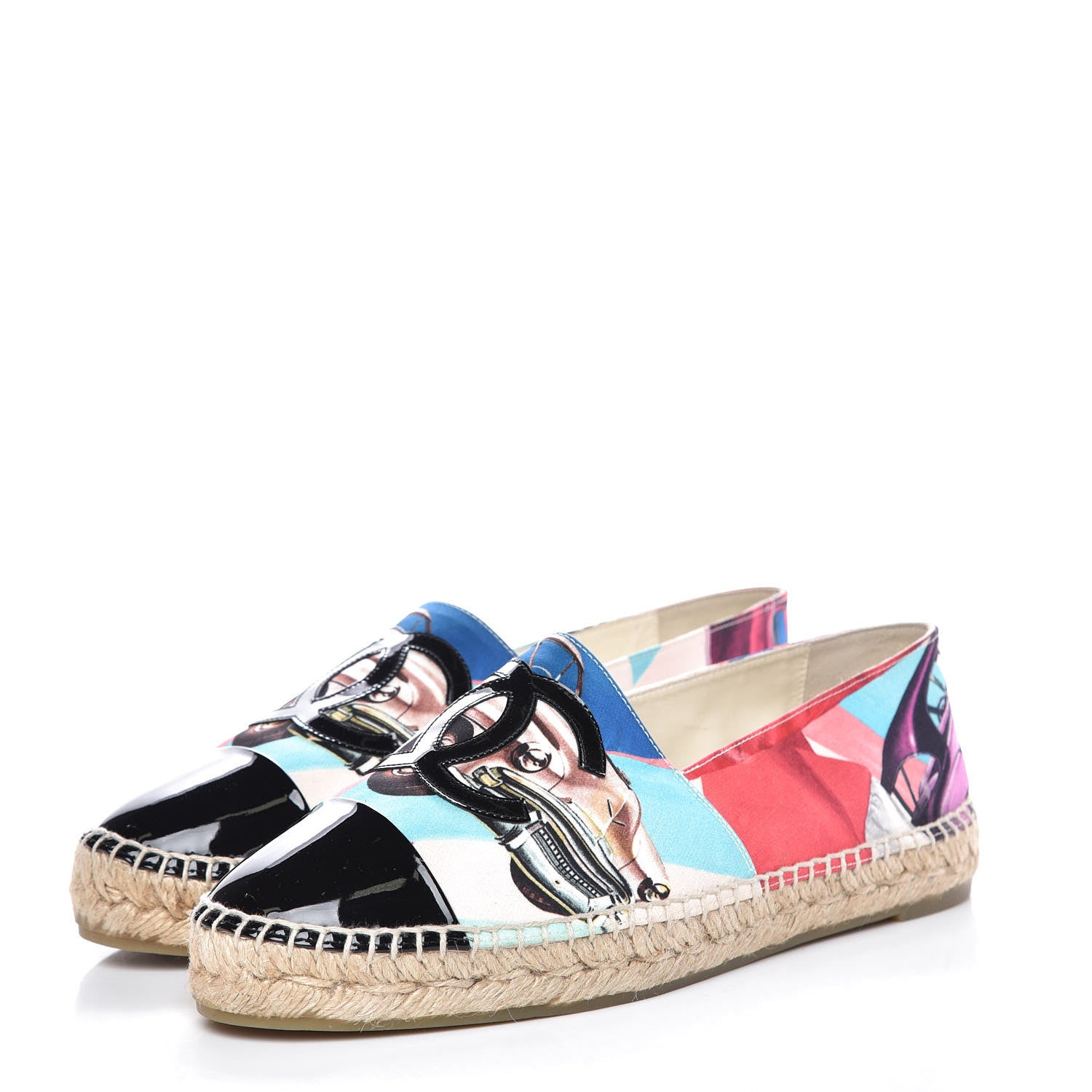 Chanel Patent Fabric CC Espadrilles 41 Multicolor Black 3 of 10