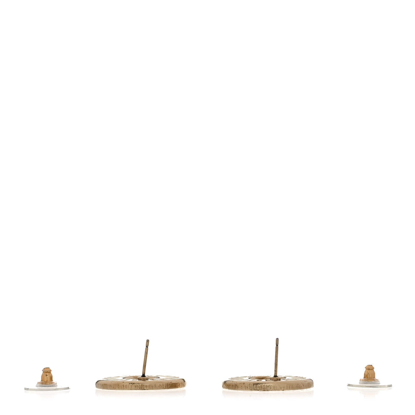 Pearl Crystal Baguette CC Round Earrings Gold