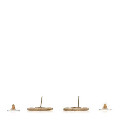 Chanel Pearl Crystal Baguette CC Round Earrings Gold 3 of 6