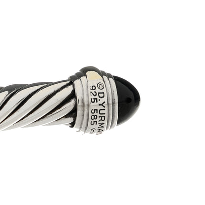 David Yurman Sterling Silver 14K Yellow Gold Black Onyx 7mm Cable Classics Bracelet 3 of 3
