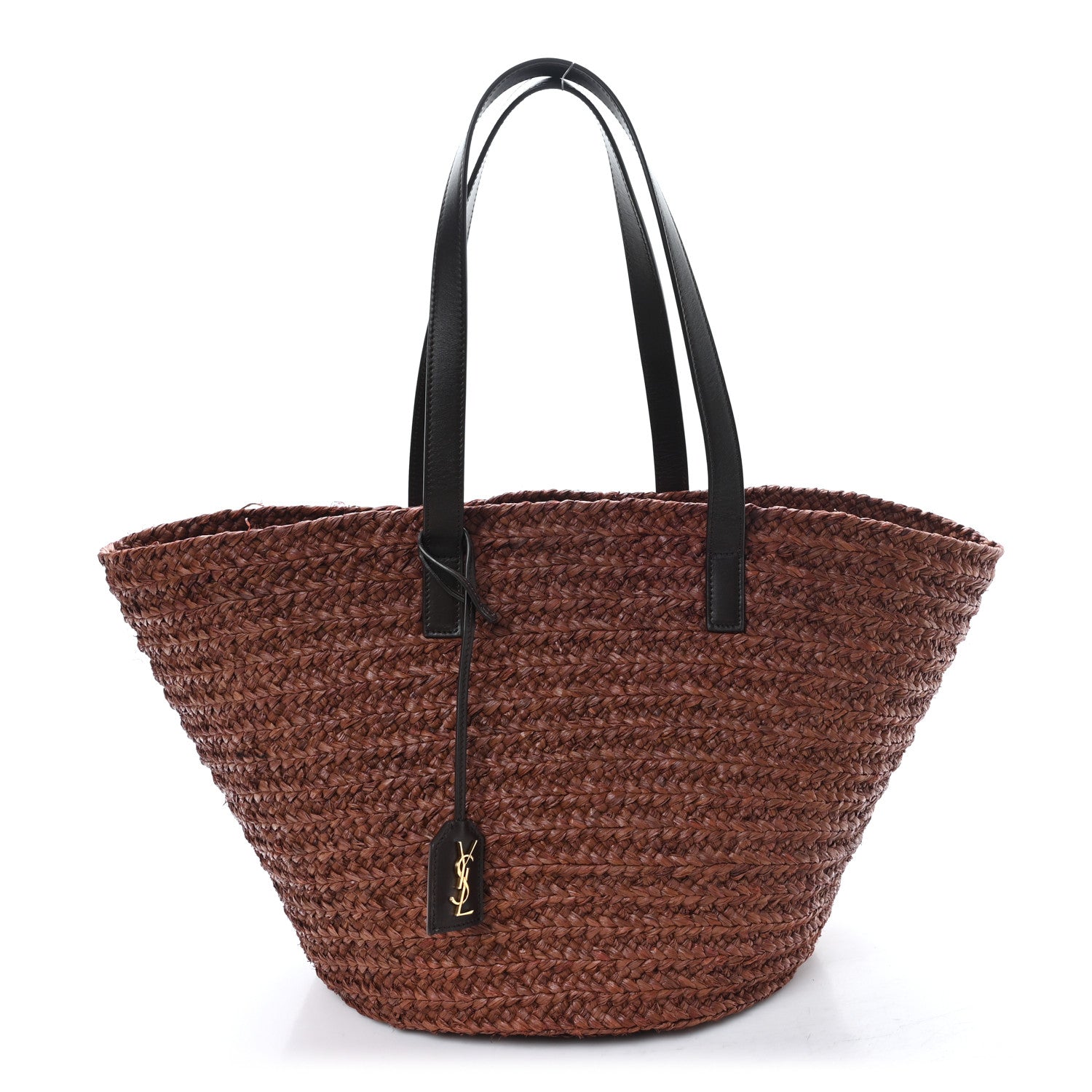 Saint Laurent Raffia Calfskin Medium Panier Tote Dark Chocolate 1 of 11