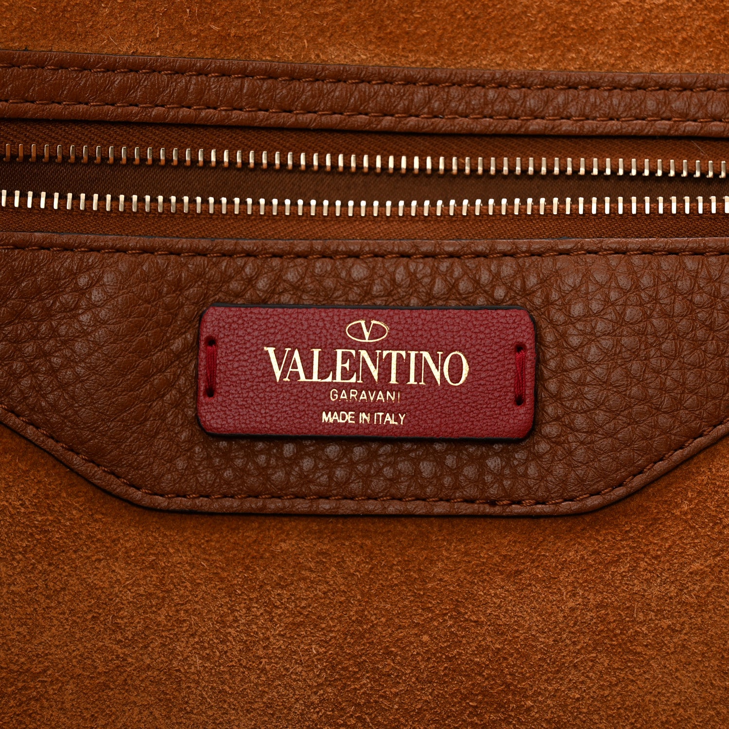Valentino Garavani Grained Calfskin Rockstud Shoulder Tote Brown 6 of 9