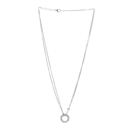 Cartier 18K White Gold 2 Diamond LOVE Necklace 3 of 7