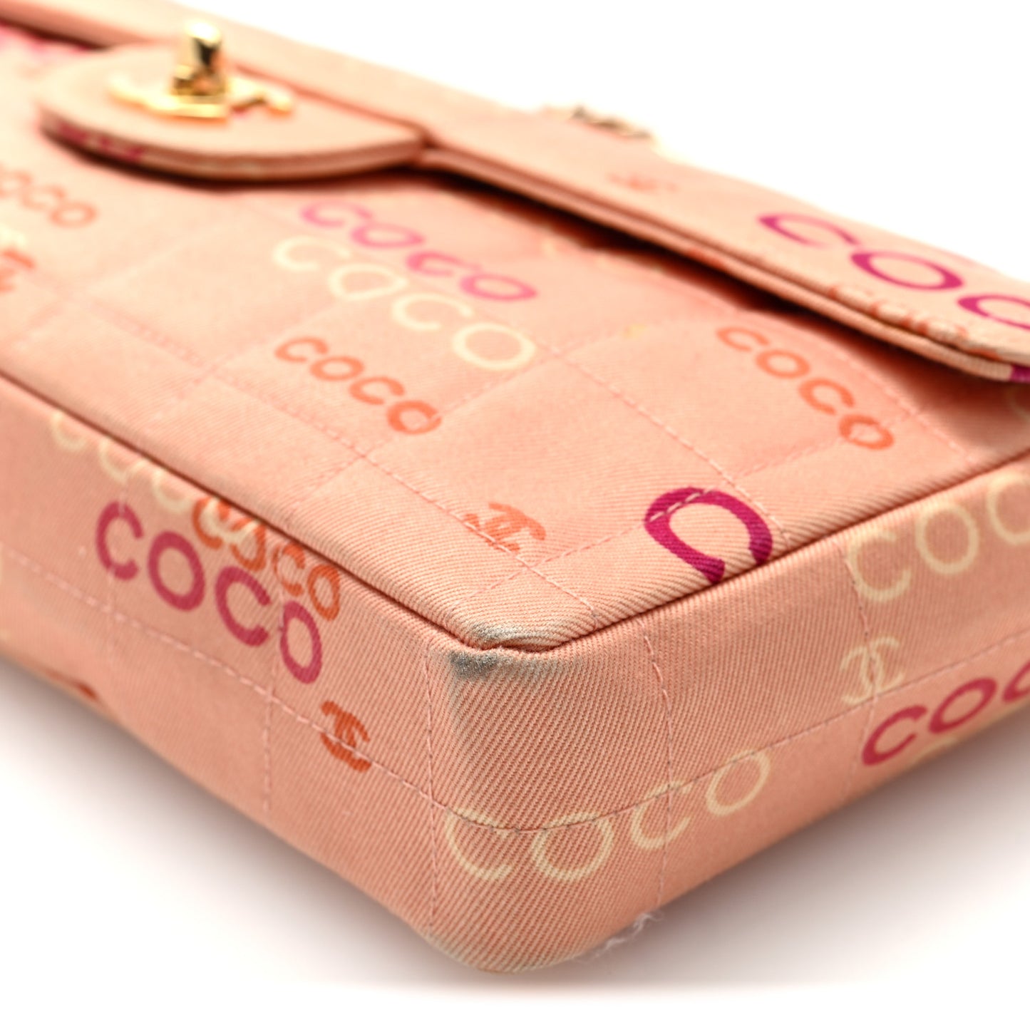 Canvas Chocolate Bar Quilted Coco East West Flap Pink