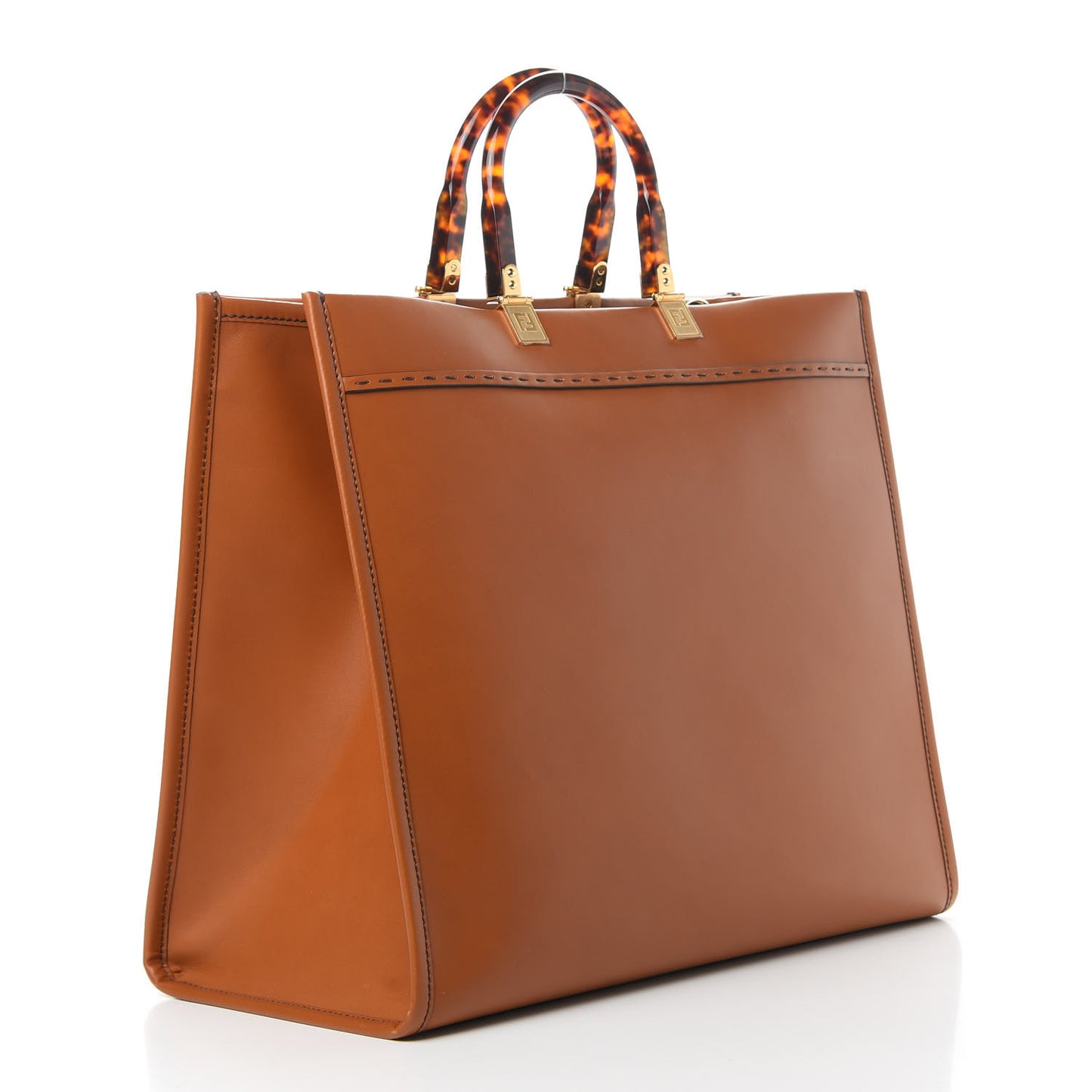 Vitello King Plexiglass Large Fendi Sunshine Shopper Tote Cuoio