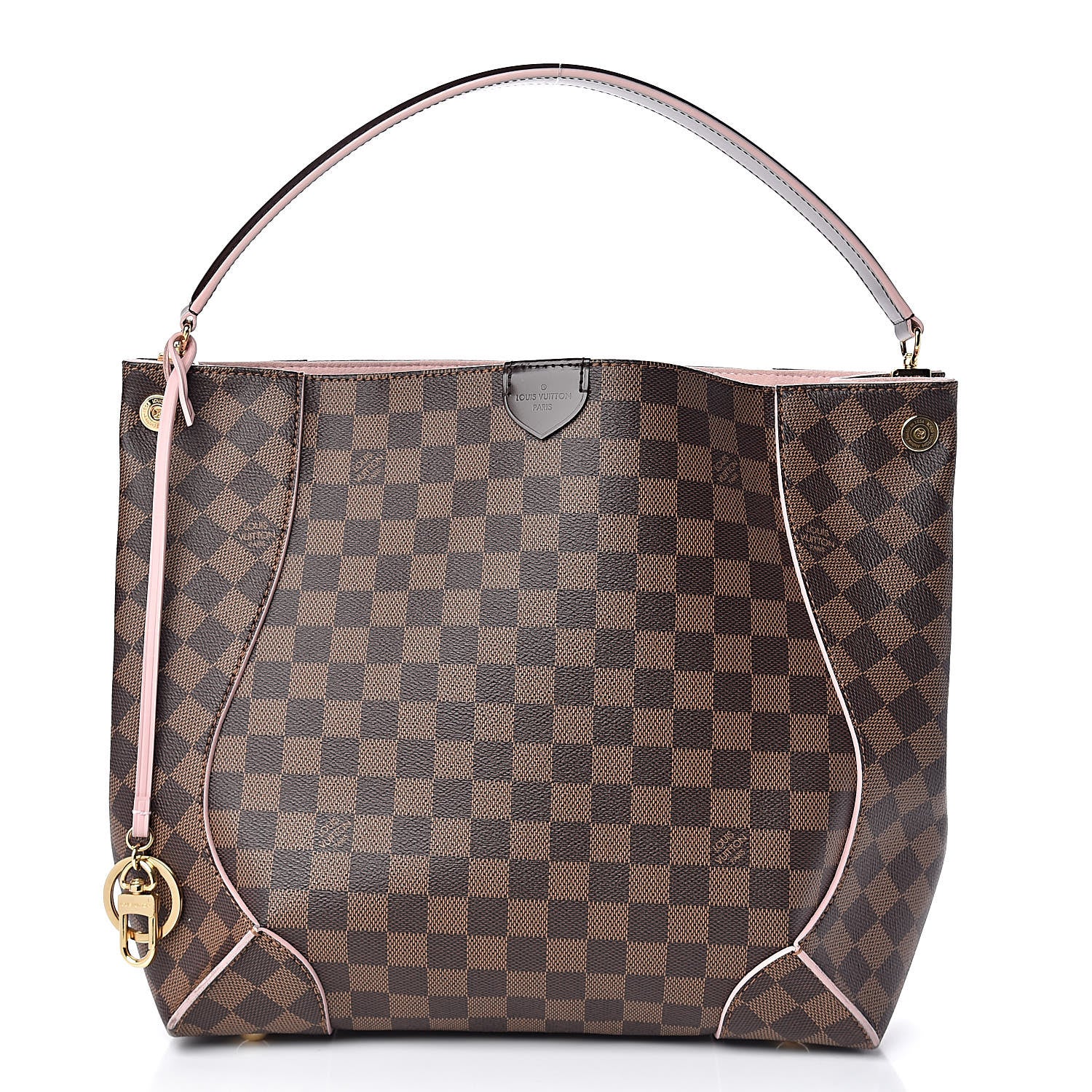 Louis Vuitton Damier Ebene Caissa Hobo Rose Ballerine 1 of 10