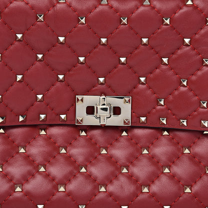 Valentino Garavani Lambskin Large Rockstud Spike Shoulder Bag Red 12 of 12