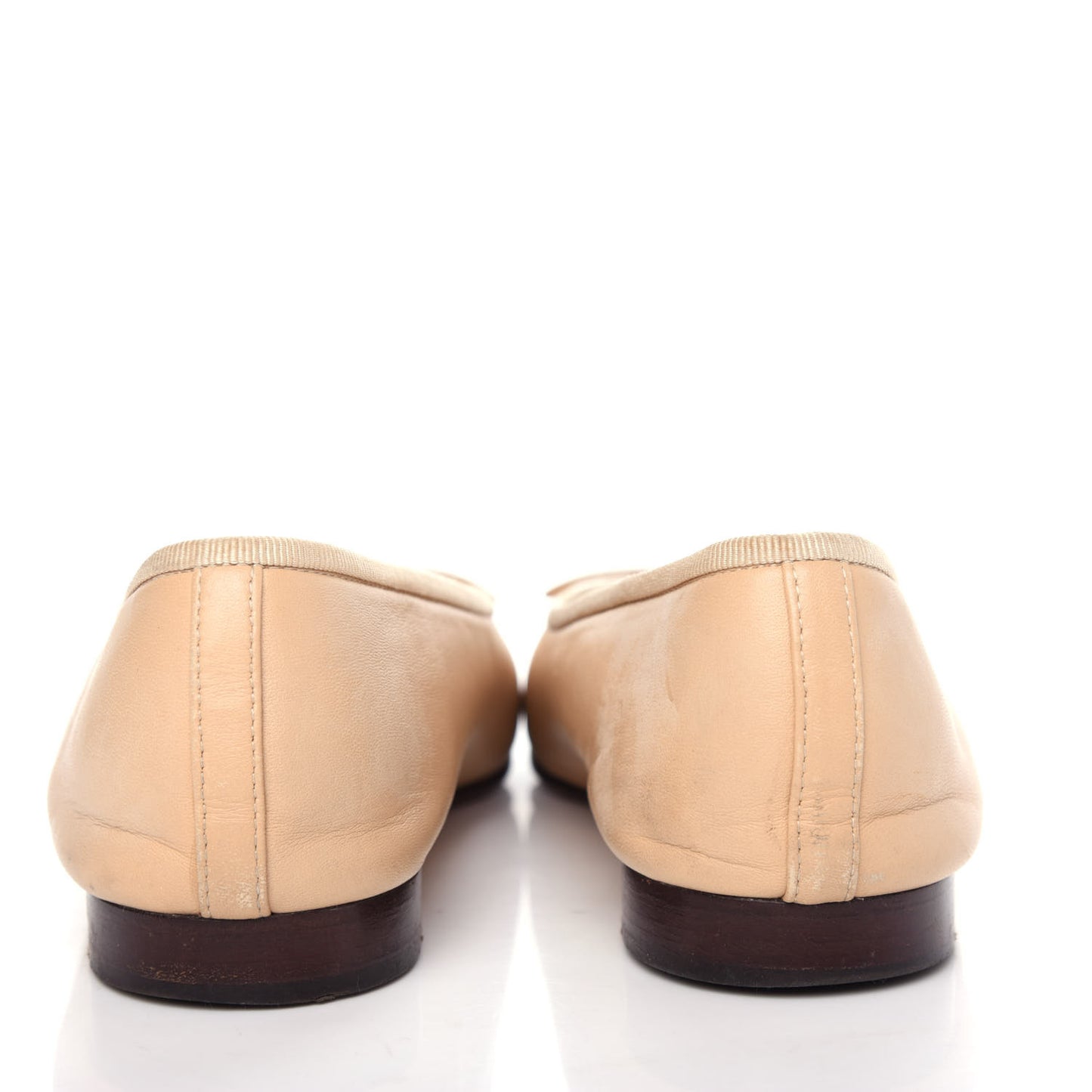 Lambskin Cap Toe CC Ballerina Flats 38.5 Beige Black