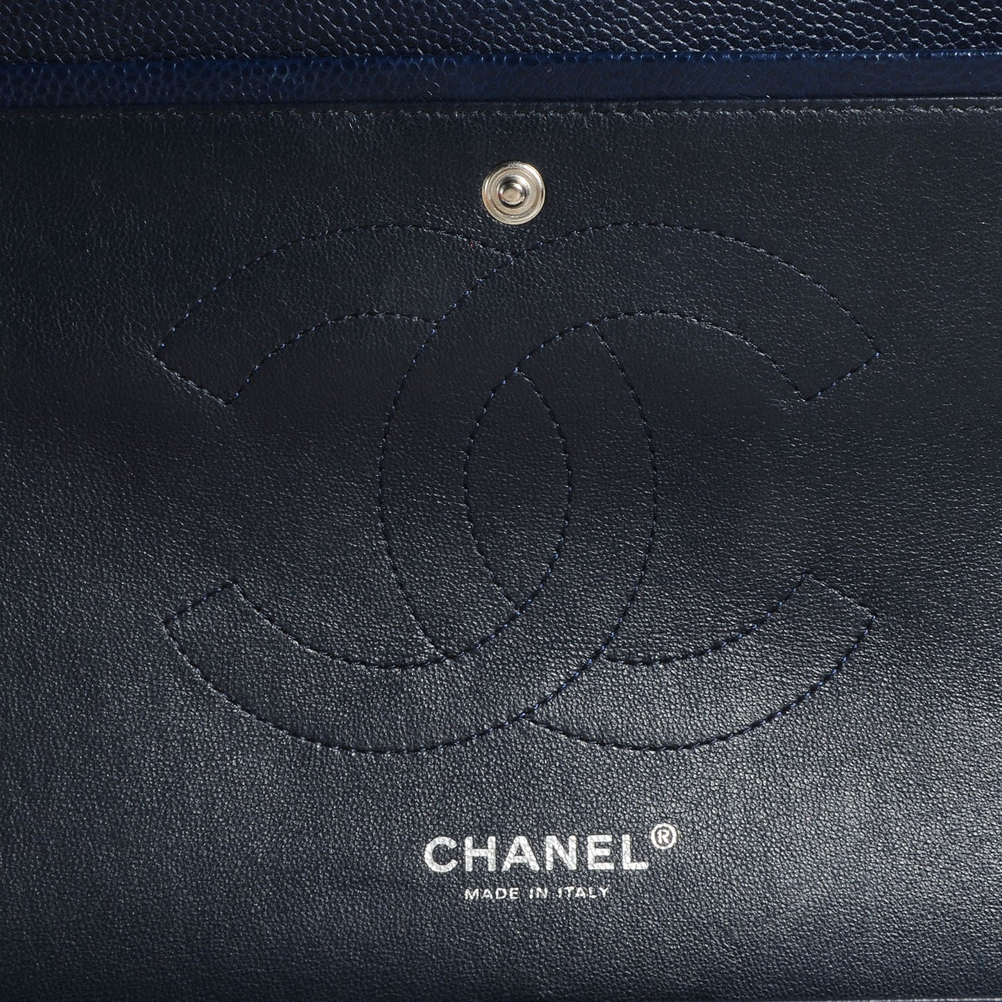 Caviar Jumbo Double Flap Navy Blue