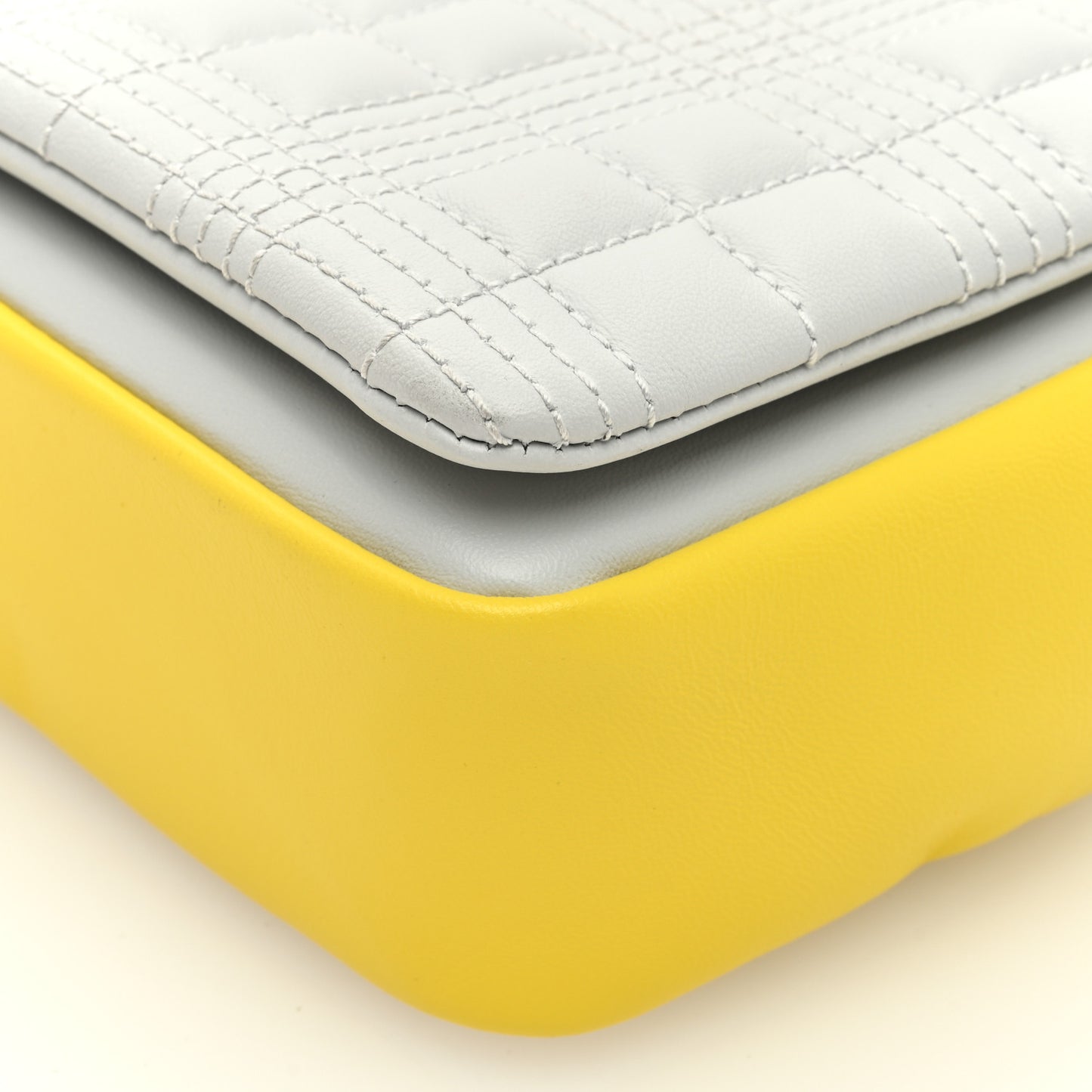 Lambskin Quilted Small Lola Bag White Grey Yellow
