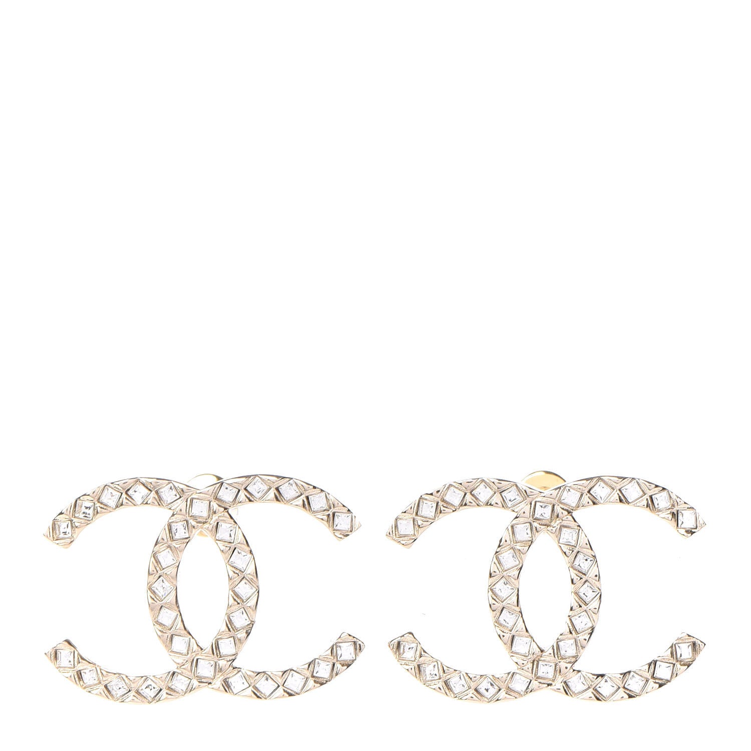 Chanel Baguette Crystal High Society CC Earrings Gold 1 of 5