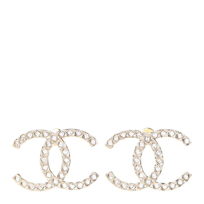 Chanel Baguette Crystal High Society CC Earrings Gold 1 of 5