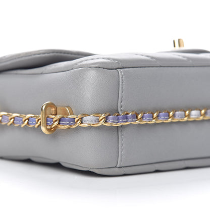 Chanel Lambskin Chevron Quilted Chain Around Mini Rectangular Flap Grey 9 of 10