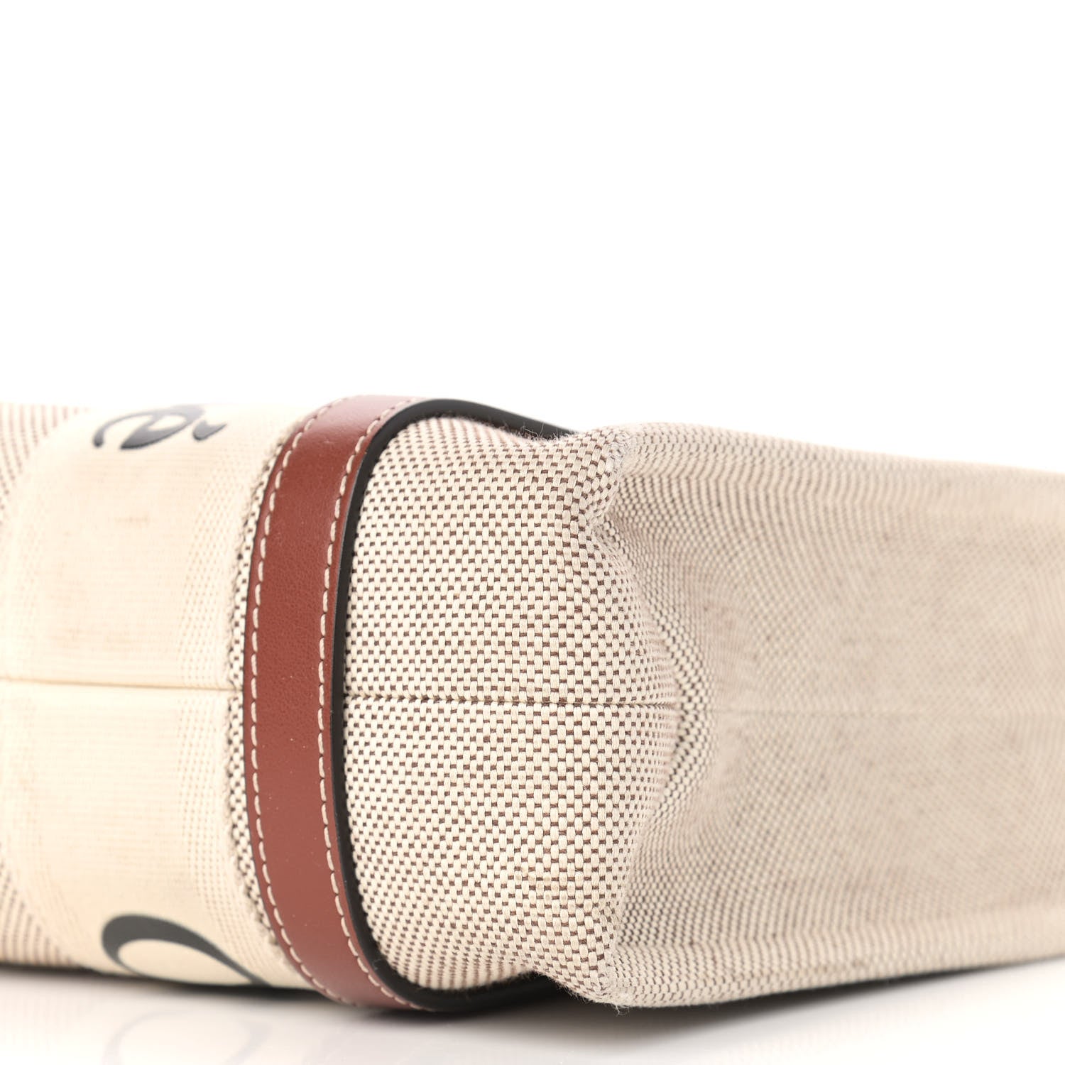 Chloe Cotton Calfskin Small Woody Ribbon Tote White Brown 9 of 9