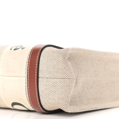 Chloe Cotton Calfskin Small Woody Ribbon Tote White Brown 9 of 9