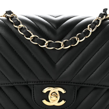 Chanel Lambskin Chevron Quilted Mini Square Flap Black 8 of 10