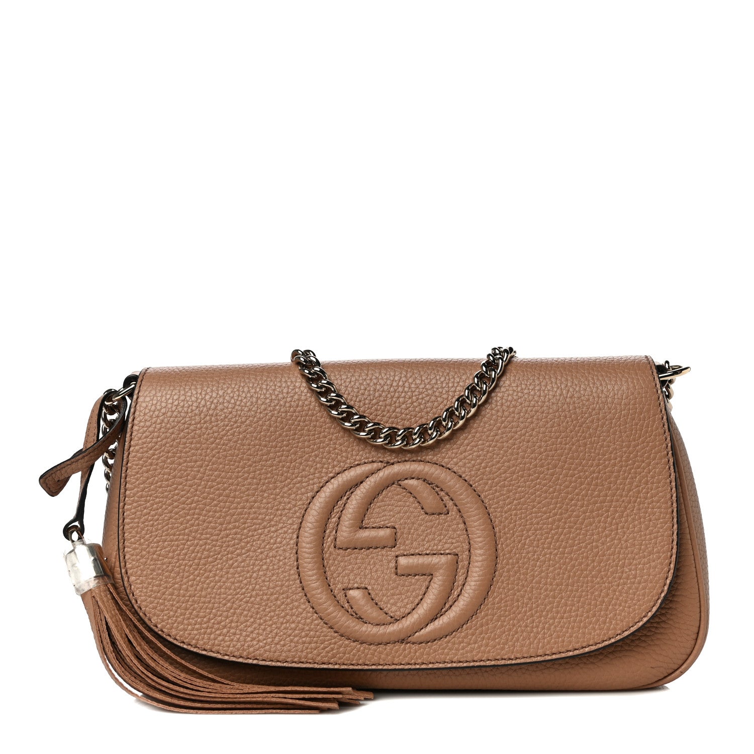 Gucci Pebbled Calfskin Medium Soho Flap Crossbody Camelia 1 of 11