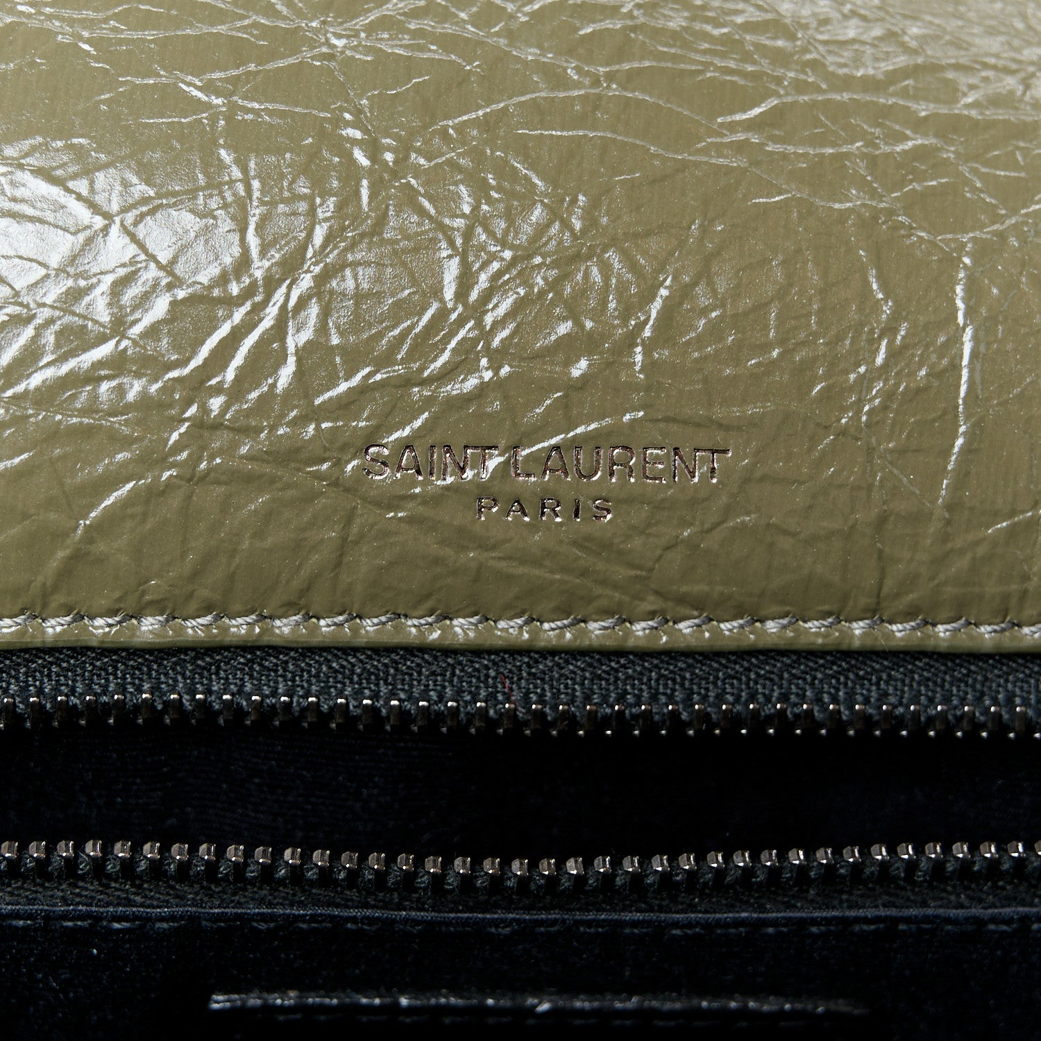 Saint Laurent Crinkled Lambskin Matelasse Monogram Medium Niki Chain Satchel Military Olive 6 of 11