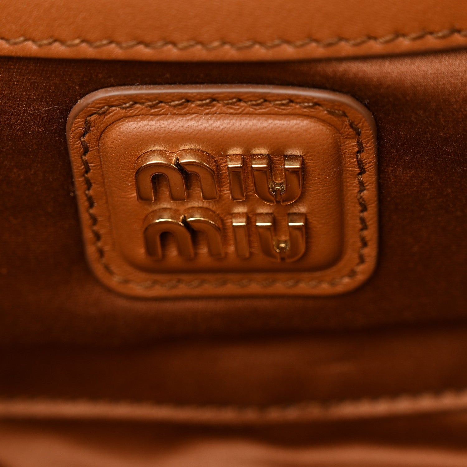 Miu Miu Calfskin Large Arcadie Top Handle Bag Cognac 6 of 10