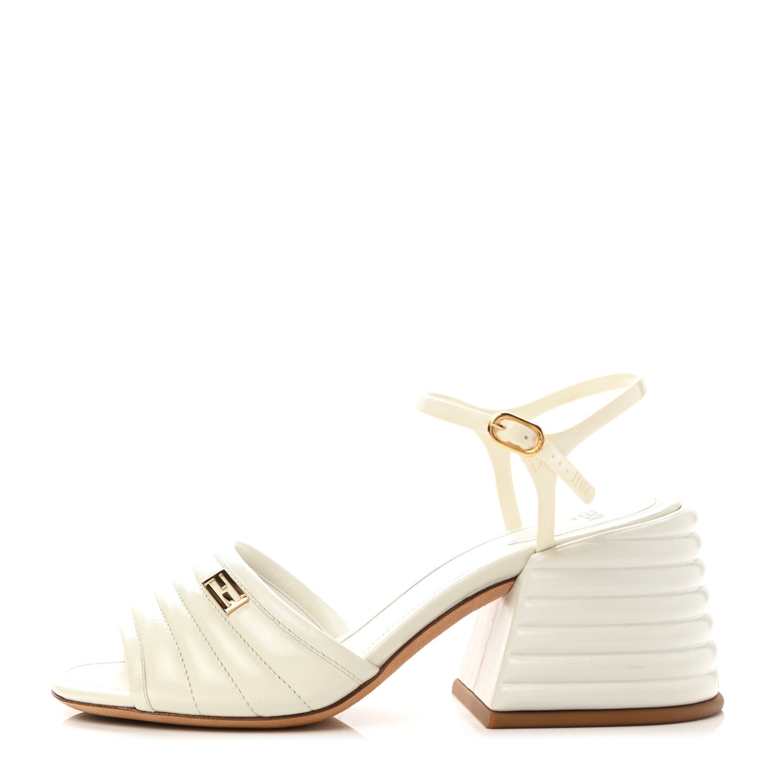 Fendi Calfskin Promenade Slingback Sandals 35 White 1 of 7
