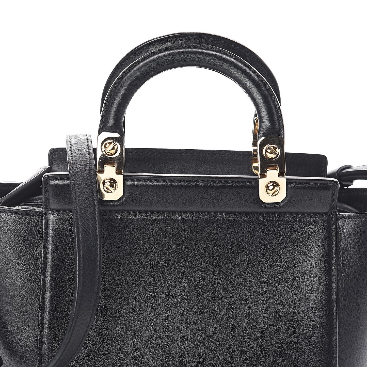 Calfskin Mini HDG Top Handle Crossbody Bag Black