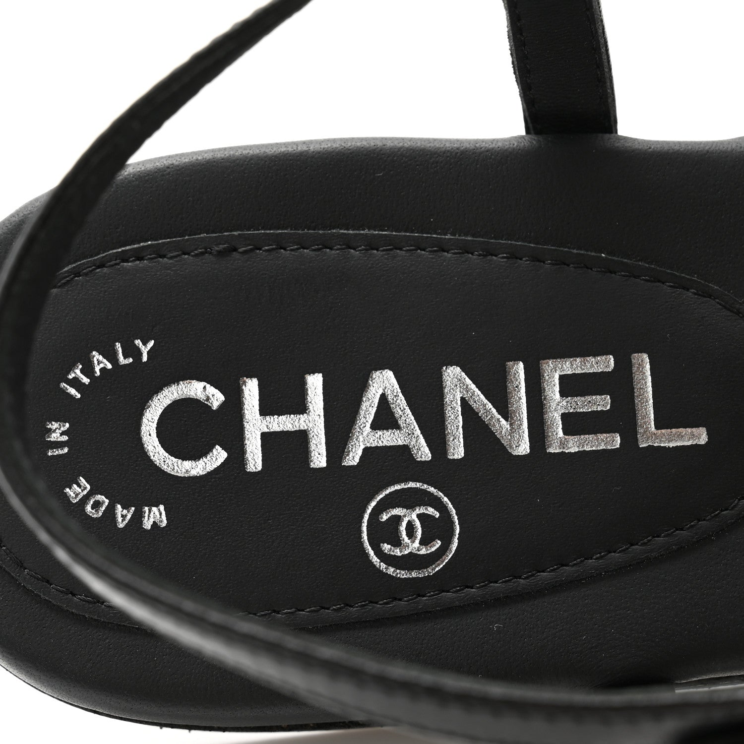 Chanel Lambskin Strass CC Thong Sandals 36 Black 6 of 9