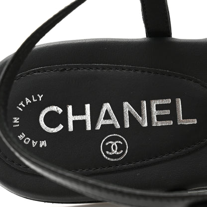 Chanel Lambskin Strass CC Thong Sandals 36 Black 6 of 9