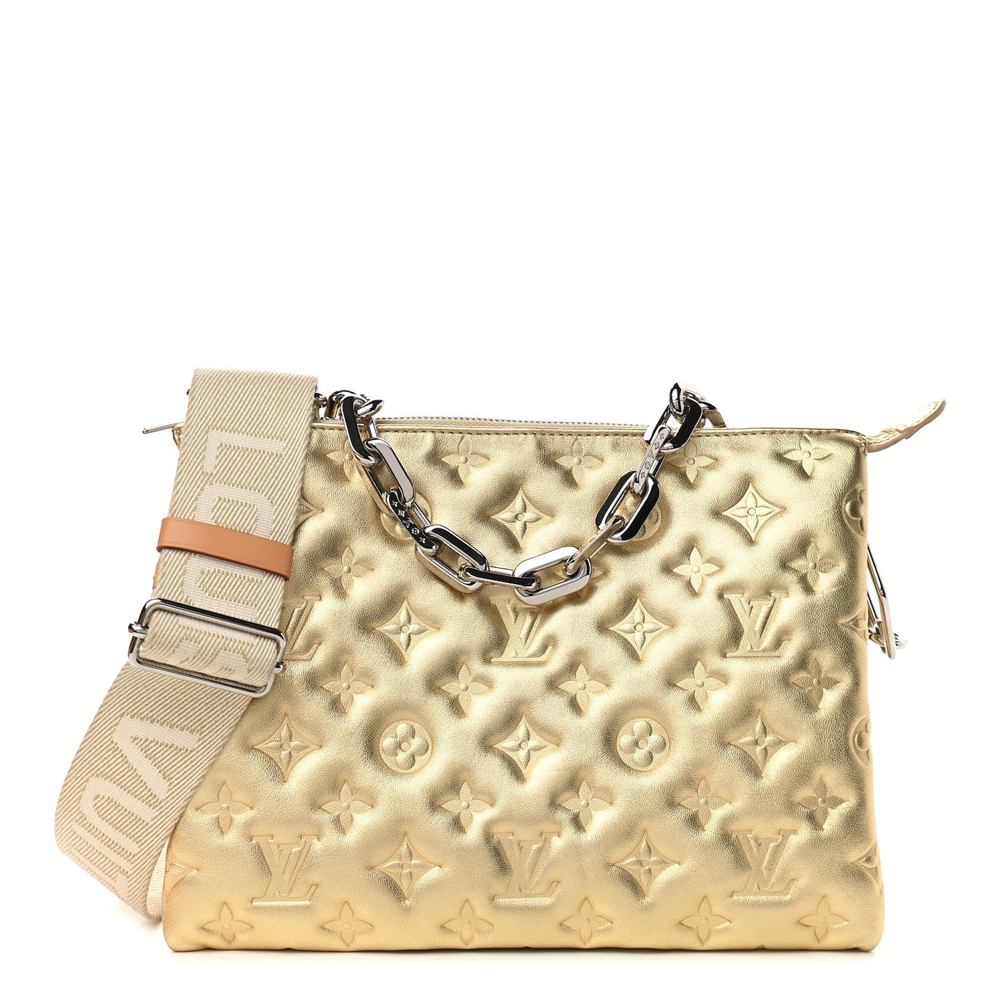 Lambskin Embossed Monogram Coussin PM Gold