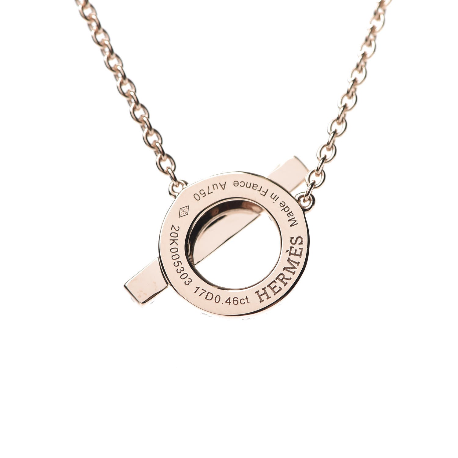Hermes 18K Rose Gold Diamond Finesse Pendant Necklace 5 of 6