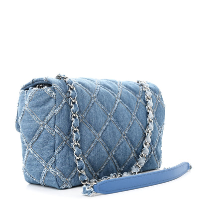 Chanel Denim Quilted Medium Distressed Single Flap Blue 3 of 11