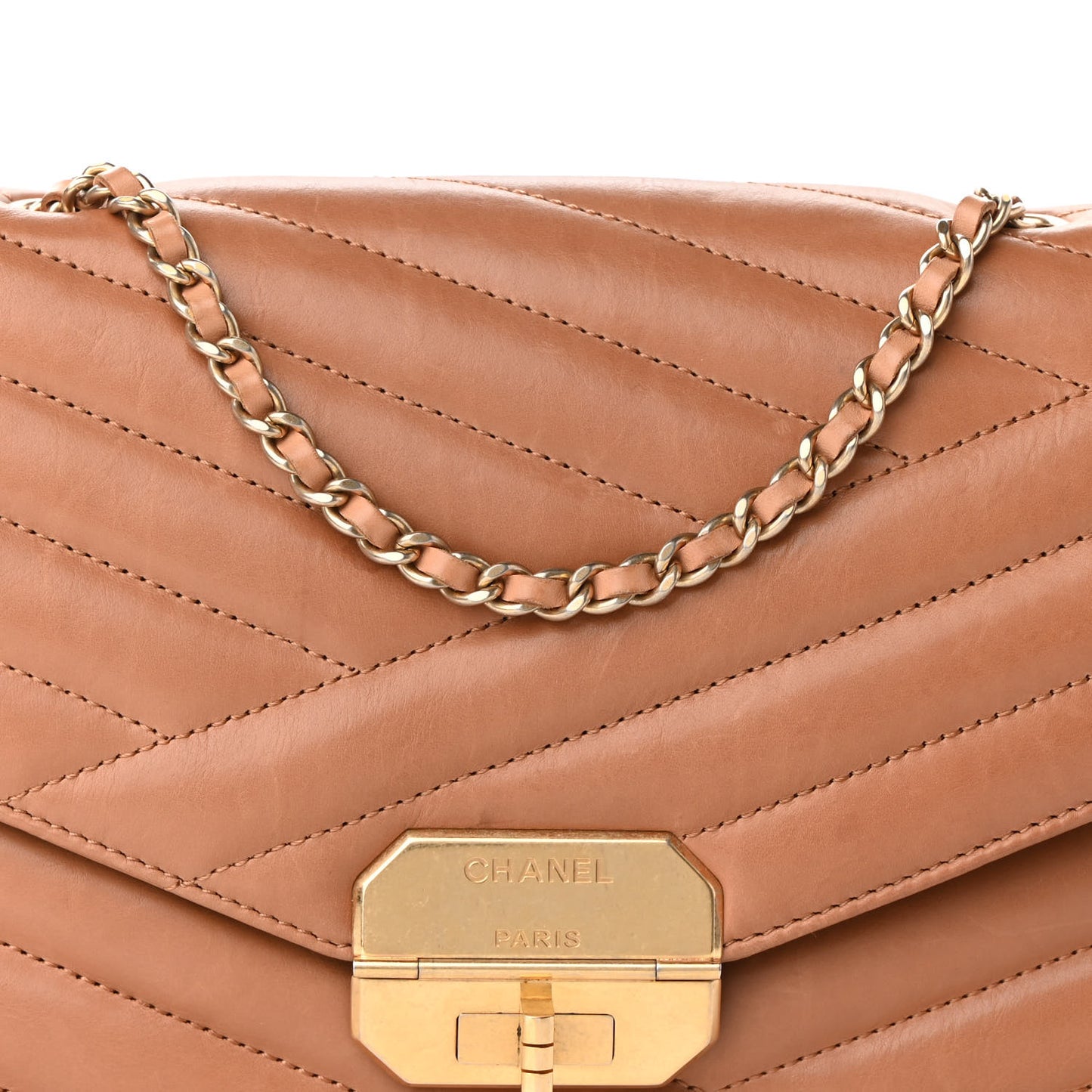 Calfskin Chevron Gabrielle Flap Brown
