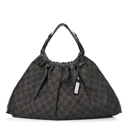 Gucci Denim Monogram Hobo Black 1 of 11