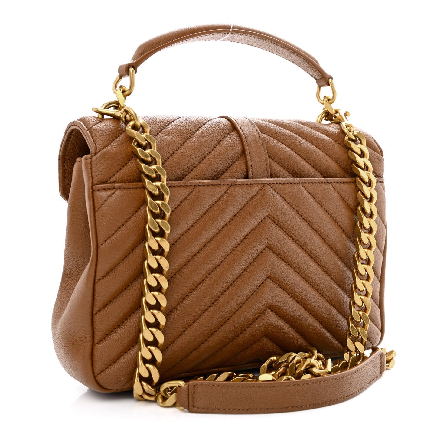 Sheepskin Matelasse Chevron Monogram Medium College Bag Brick