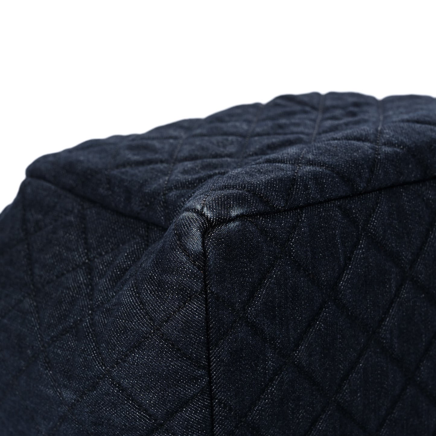 Washed Denim Quilted Small Urban Spirit Drawstring Bag Dark Blue