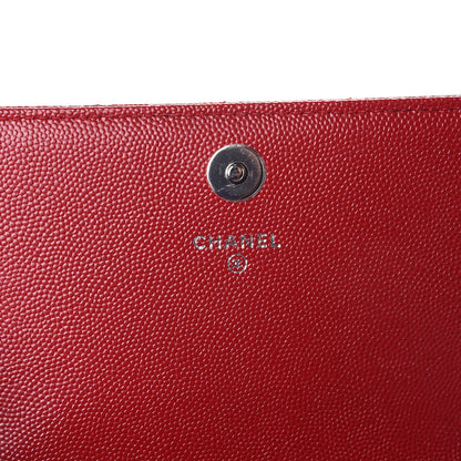 Chanel Caviar Quilted Square Wallet On Chain WOC Dark Red 8 of 13