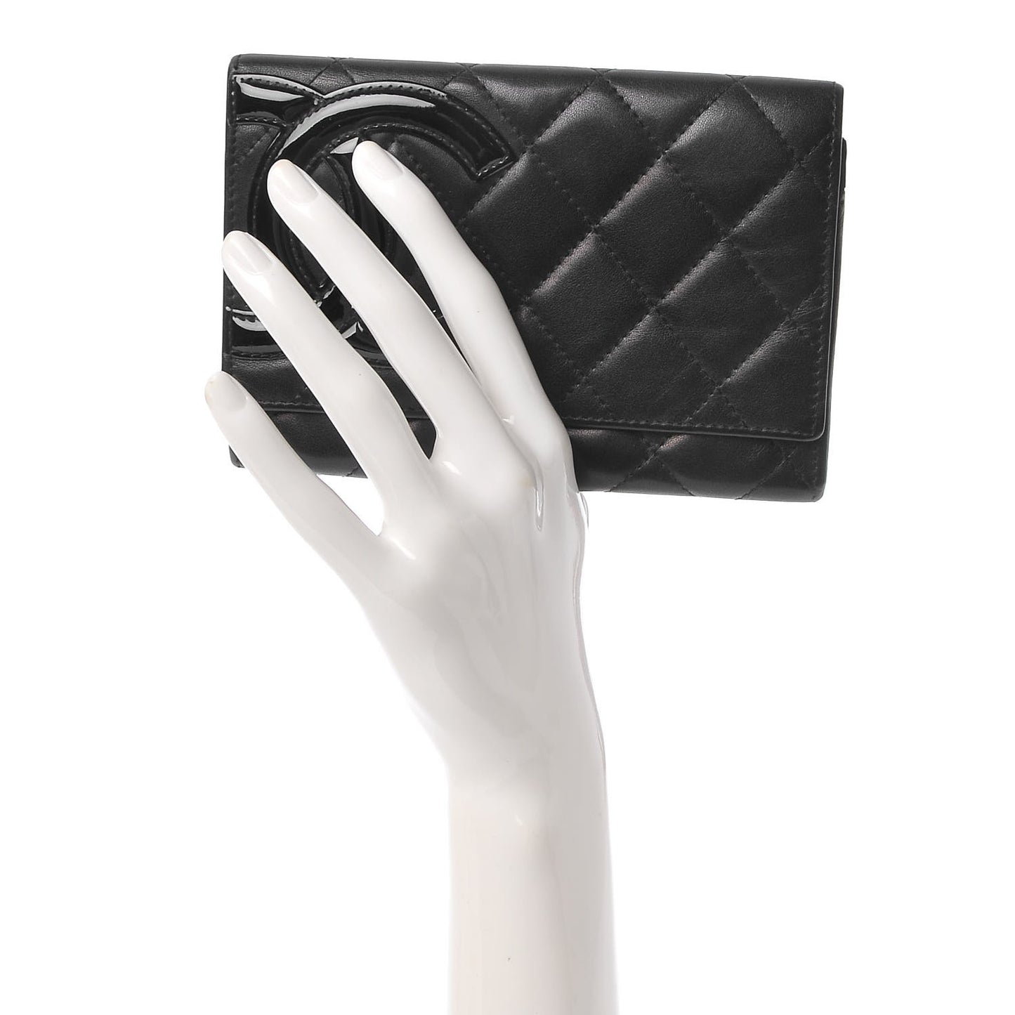 Calfskin Quilted Cambon Flap Wallet Black