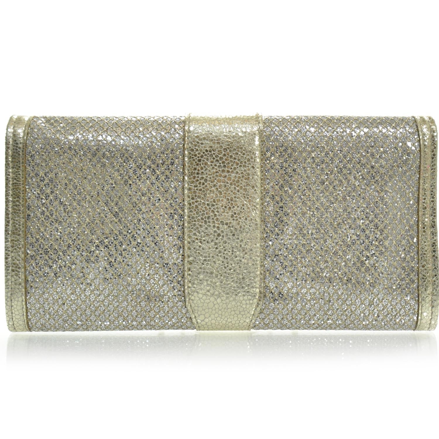 Jimmy Choo Glitter Fabric Ubai Clutch Wallet Metallic 2 of 7