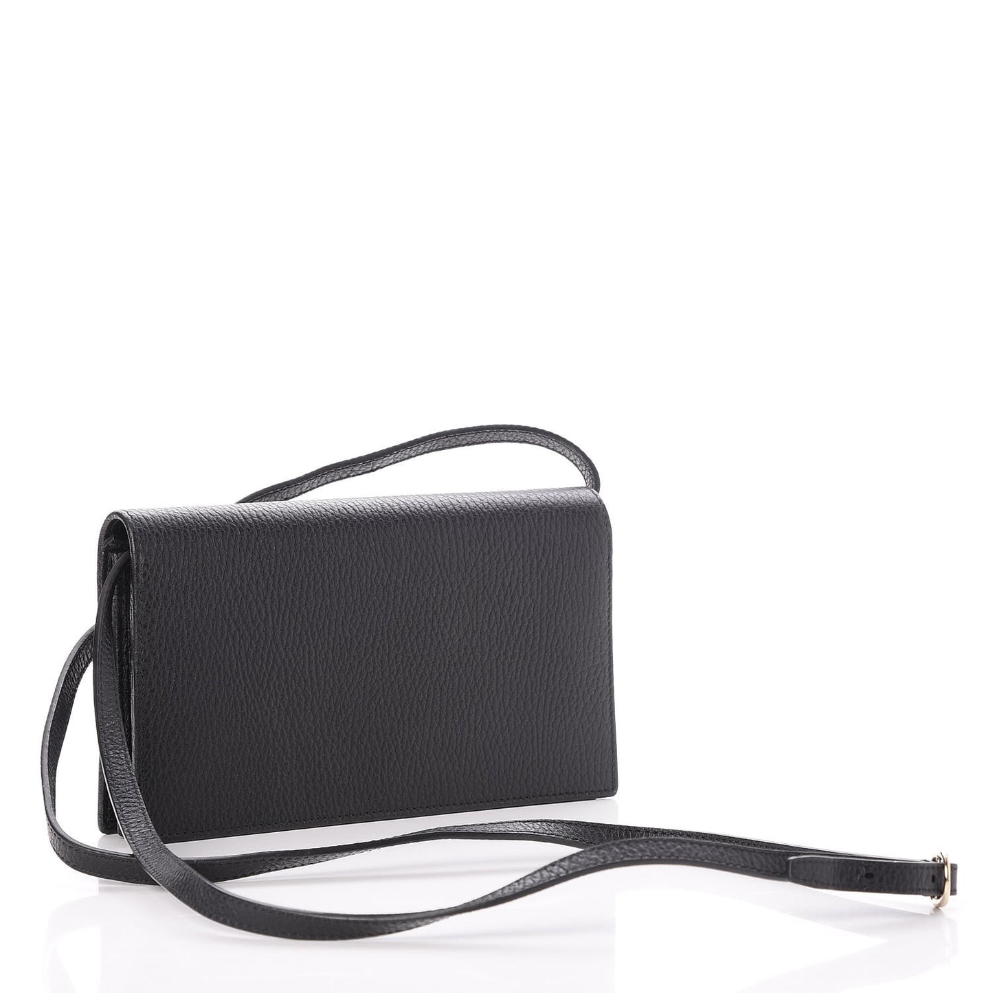 Dollar Calfskin Mini Swing Wallet Bag Black