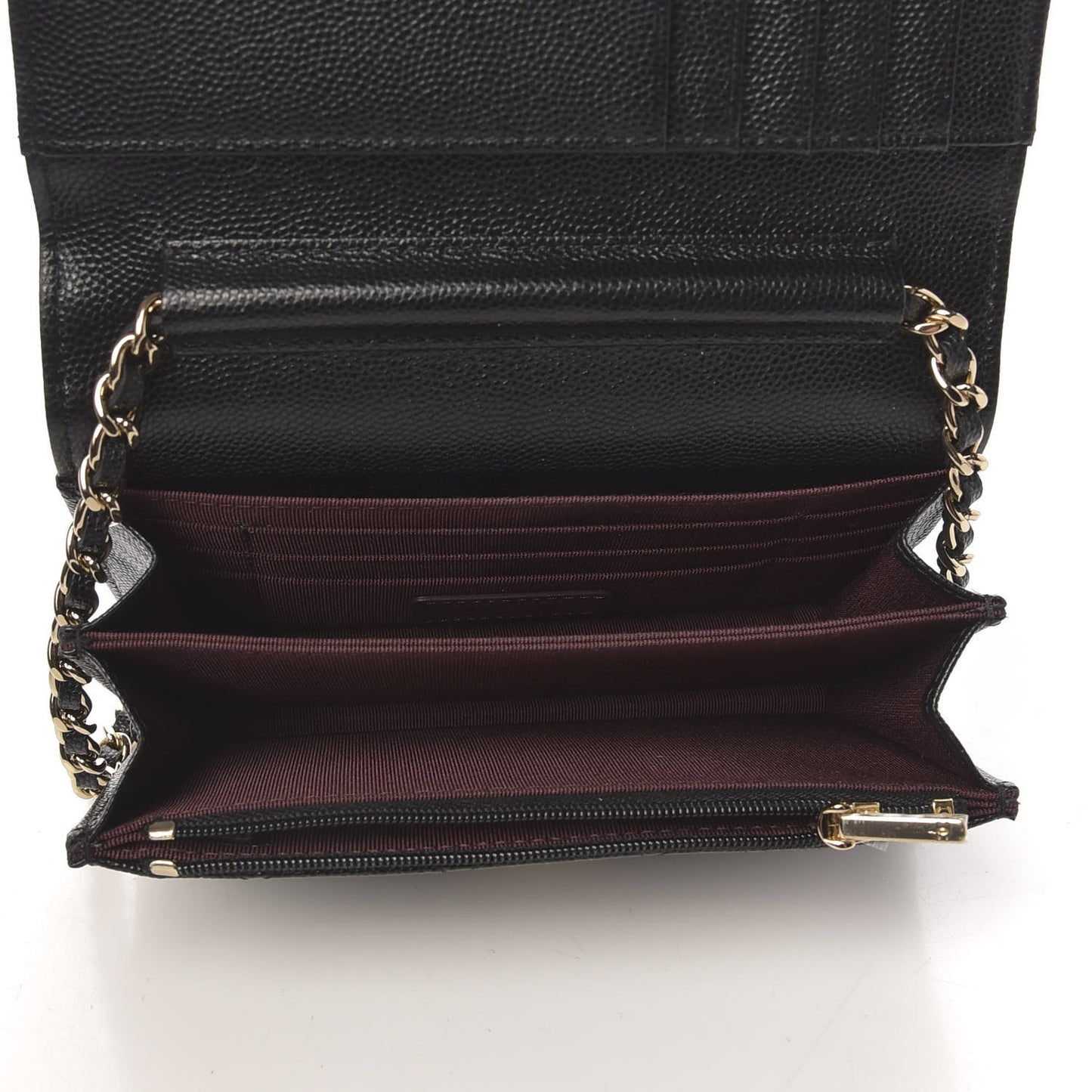 Caviar Quilted Mini Wallet On Chain WOC Black