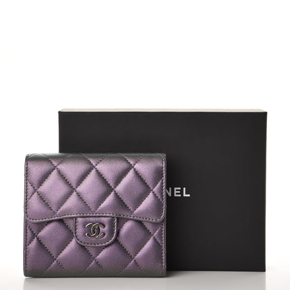 Chanel Metallic Lambskin Quilted Compact Flap Wallet Purple 9 of 9