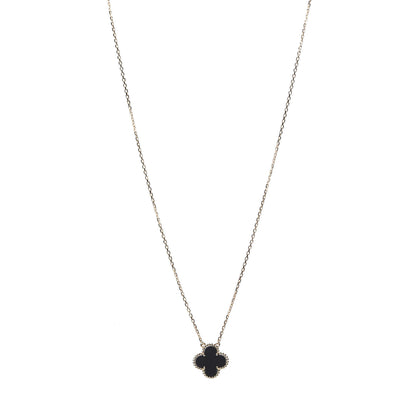 Van Cleef & Arpels 18K Yellow Gold Black Onyx Vintage Alhambra Pendant Necklace 1 of 7