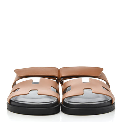 Hermes Calfskin Womens Chypre Sandals 38.5 Gold 2 of 9