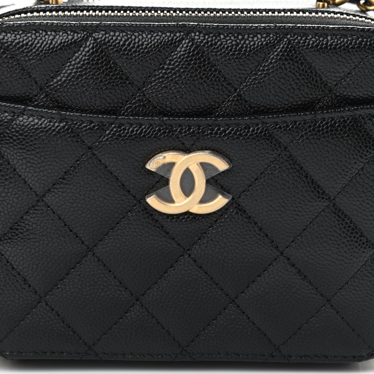 Caviar Quilted Mini Pick Me Up Vanity Case Black