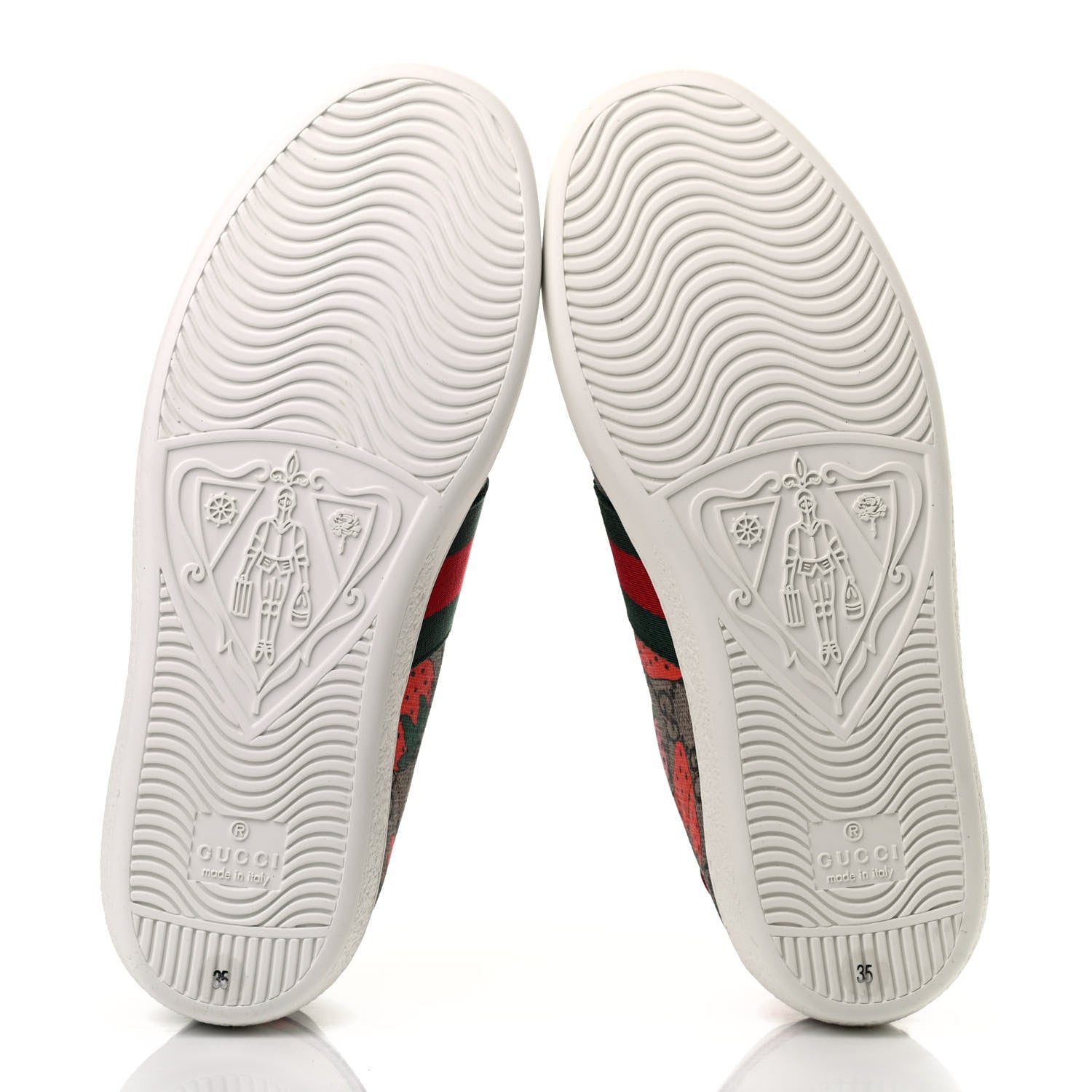 Gucci GG Supreme Monogram Strawberry Web Womens Ace Sneakers 35 Beige Multicolor Red Green 5 of 8