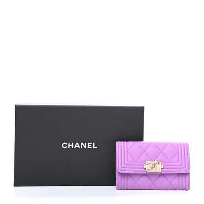 Chanel Caviar Quilted Boy Flap Card Holder Purple 10 of 10
