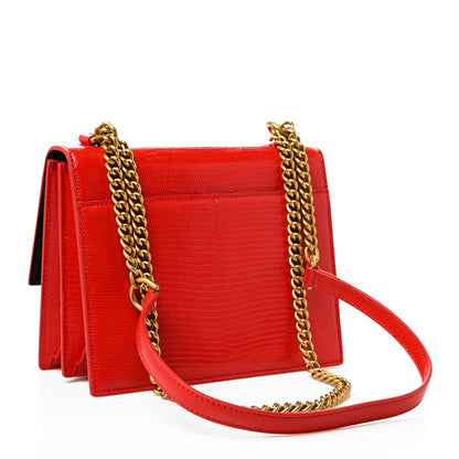 Balenciaga Patent Calfskin Lizard Embossed Sharp S Chain Satchel Vivid Red 3 of 9