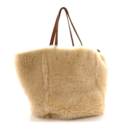 Celine Metallic Lambskin Shearling Medium Phantom Cabas Reversible Tote Natural Silver 15 of 20