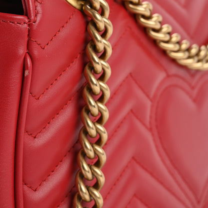 Gucci Calfskin Matelasse Small GG Marmont Shoulder Bag Hibiscus Red 15 of 16