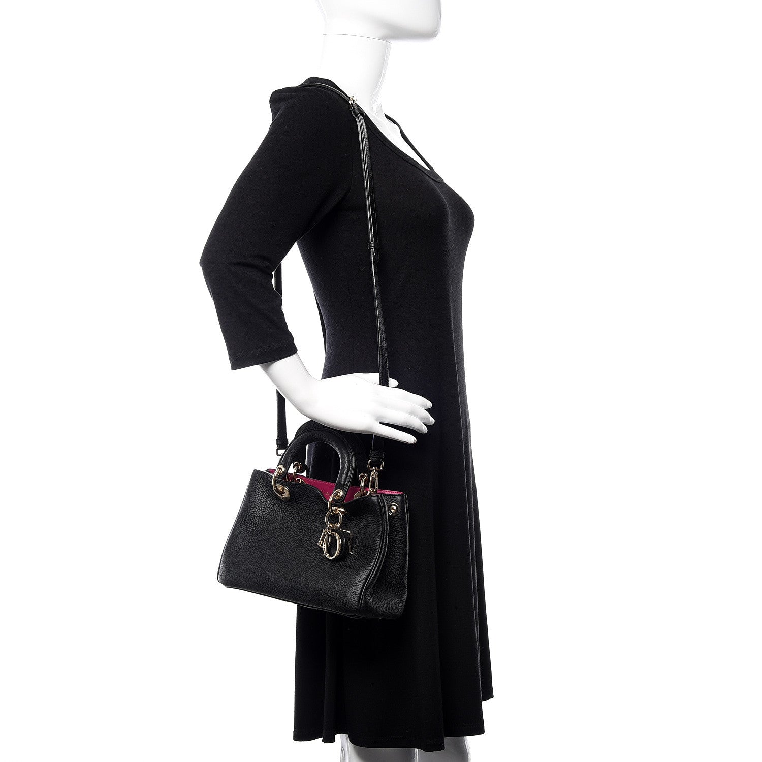 Christian Dior Bullcalf Small Diorissimo Tote Black Rose Indien 2 of 9